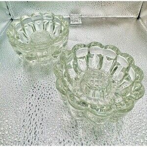Vintage Princess House Clear Reversible Lead Crystal Candle Stick Holder MCM 2